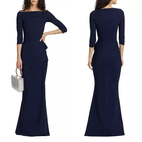 Chiara Boni La Petite Robe Kate Slit-Detail Boatneck Gown Size 4 - Picture 1 of 10